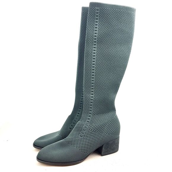 Eileen Fisher Alas Womens Tall Boots Stretchy Knit Mesh Gray Size 8.5 - Picture 1 of 8